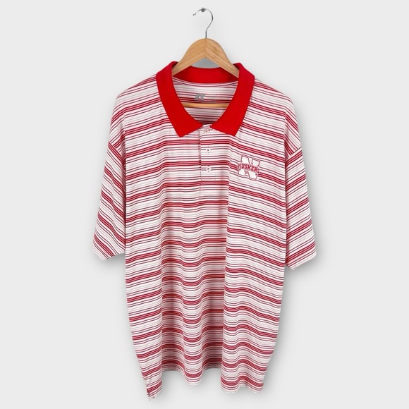 Russell Athletic Other - Russell Nebraska Huskers Polo Shirt 3XL Red White Striped Collared Embroidered N